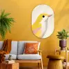 Vogel - Minimalistisch - Geel Wandcirkel Ovaal Glas middel -sfeer4