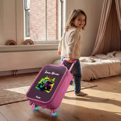 Neon Wheels Kinderkoffer - Roze klein -sfeer1