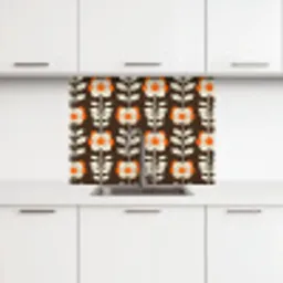 Bloemen - Retro - Bruin keuken achterwand 2 middel 865 -3d