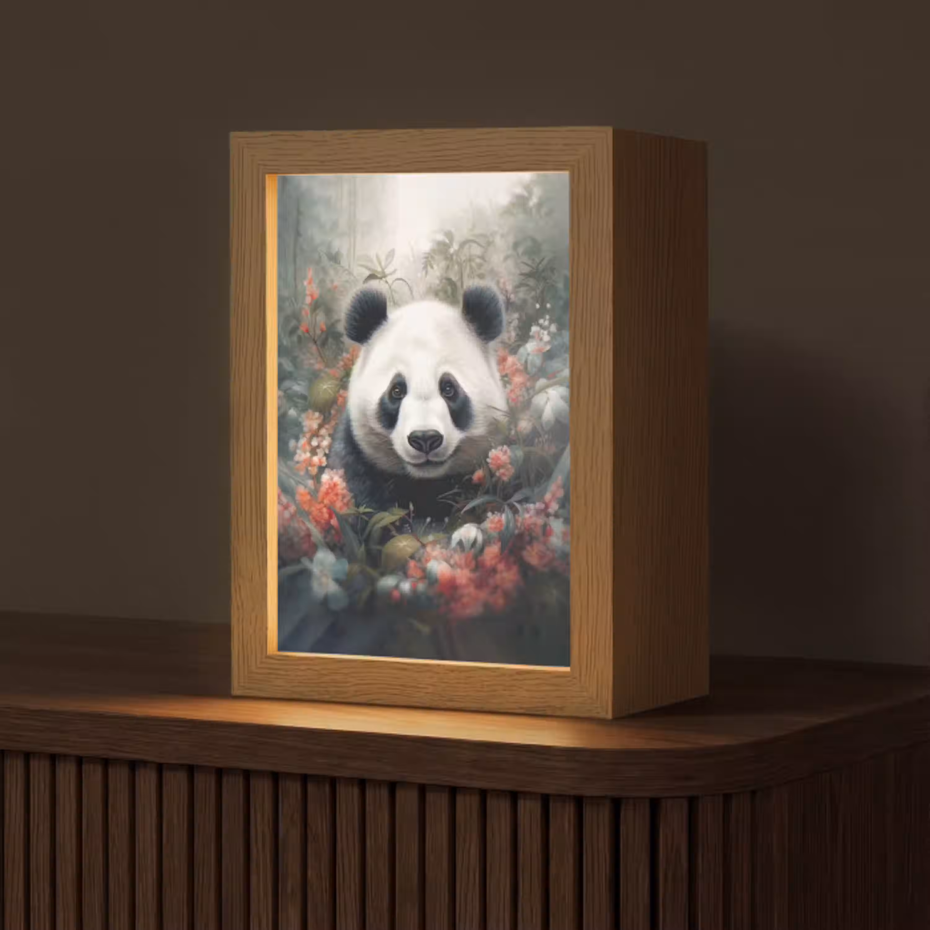 Panda - Wilde dieren - Bloemen - Natuur Light Box met kabel (Tafellamp) klein -z3d_website