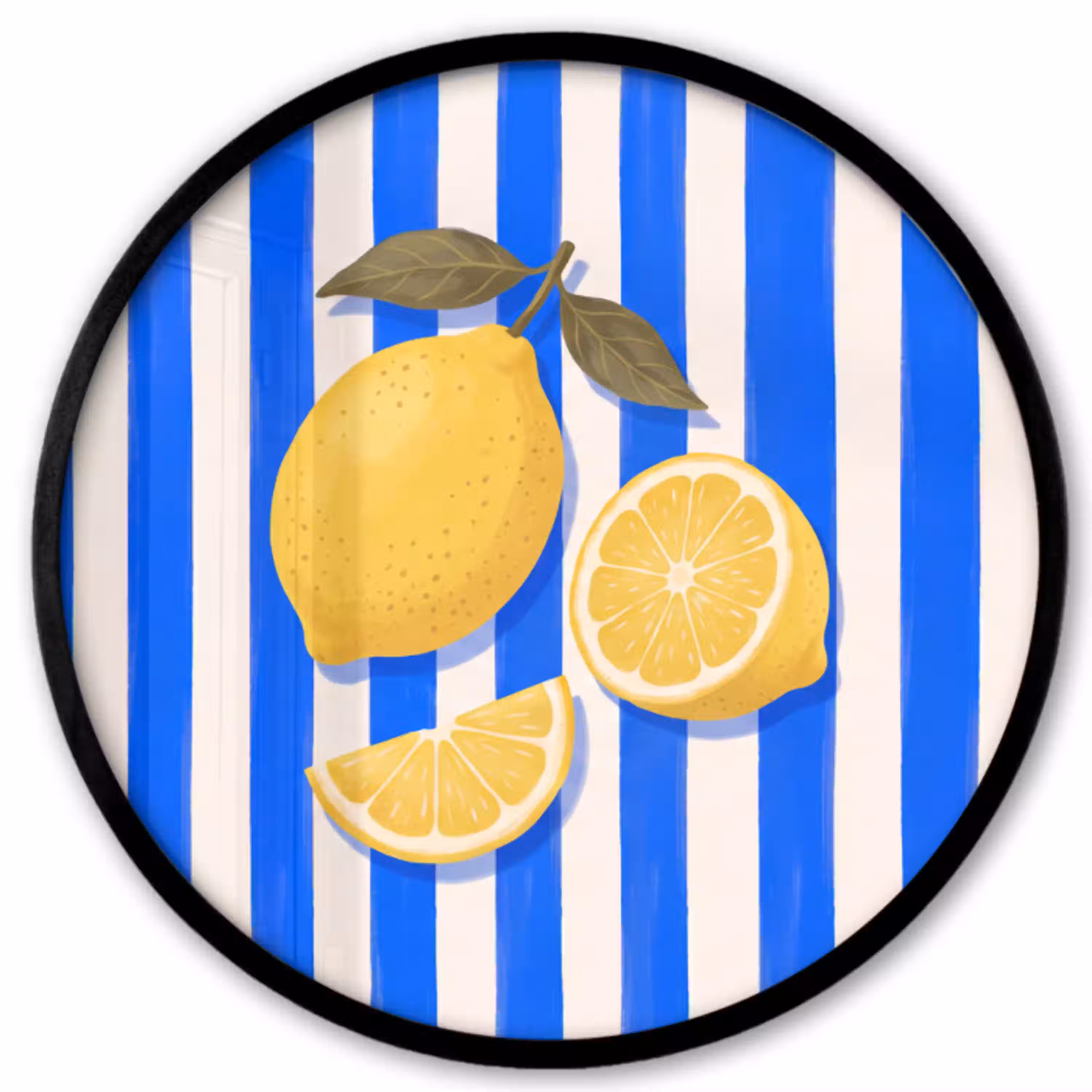 Fruit - Citroen - Zomer - Geel - Blauw Fotolijst rond zonder passe partout klein -3d