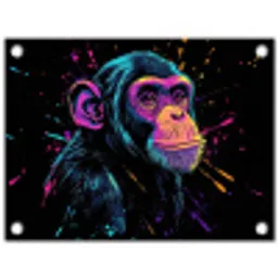 Aap - Verf - Neon - Kleur tuinposter los doek klein -3d