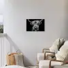 Schotse Hooglander - Horens - Zwart - Wit - Koe - Wild - Dieren Tuinposter op houten frame 2 cm dik klein -sfeer1