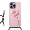 Bloem - Pioenroos - Roze Hoesje iPhone 16 Pro Max met koord klein -3d