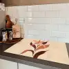 Minimalistisch - Bloem - Bladeren - Beige Inductie beschermer vinyl 3mm klein -sfeer3