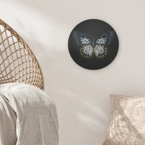 Vlinder - Monochroom - Balans Akoestische PET Vilt - Rond klein -sfeer4