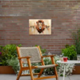 Leeuwenkop - Lijnen - Crème Tuinposter op houten frame 2 cm dik klein -sfeer3