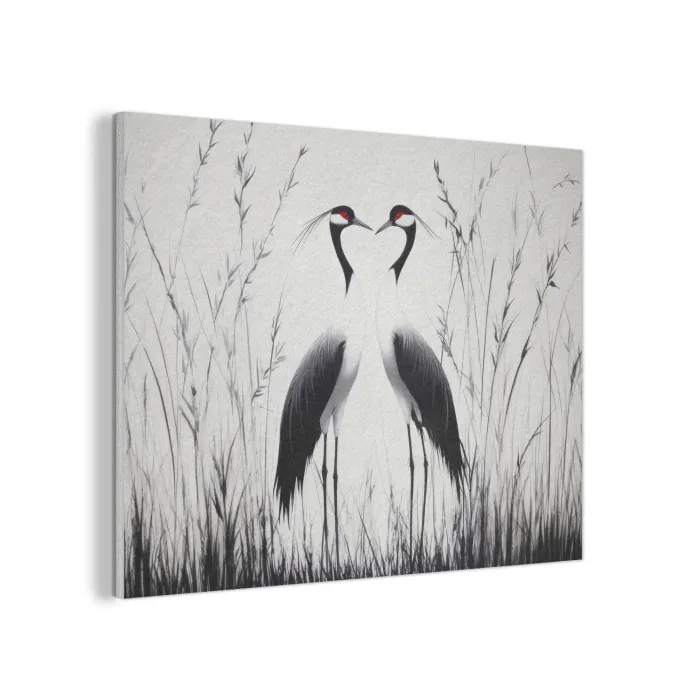 Kraanvogels - Gras - Hartvorm - Zwart PET vilt klein -3d