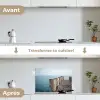 Houten steiger - Helderblauwe lucht keuken achterwand spatscherm klein -voor_na_FR