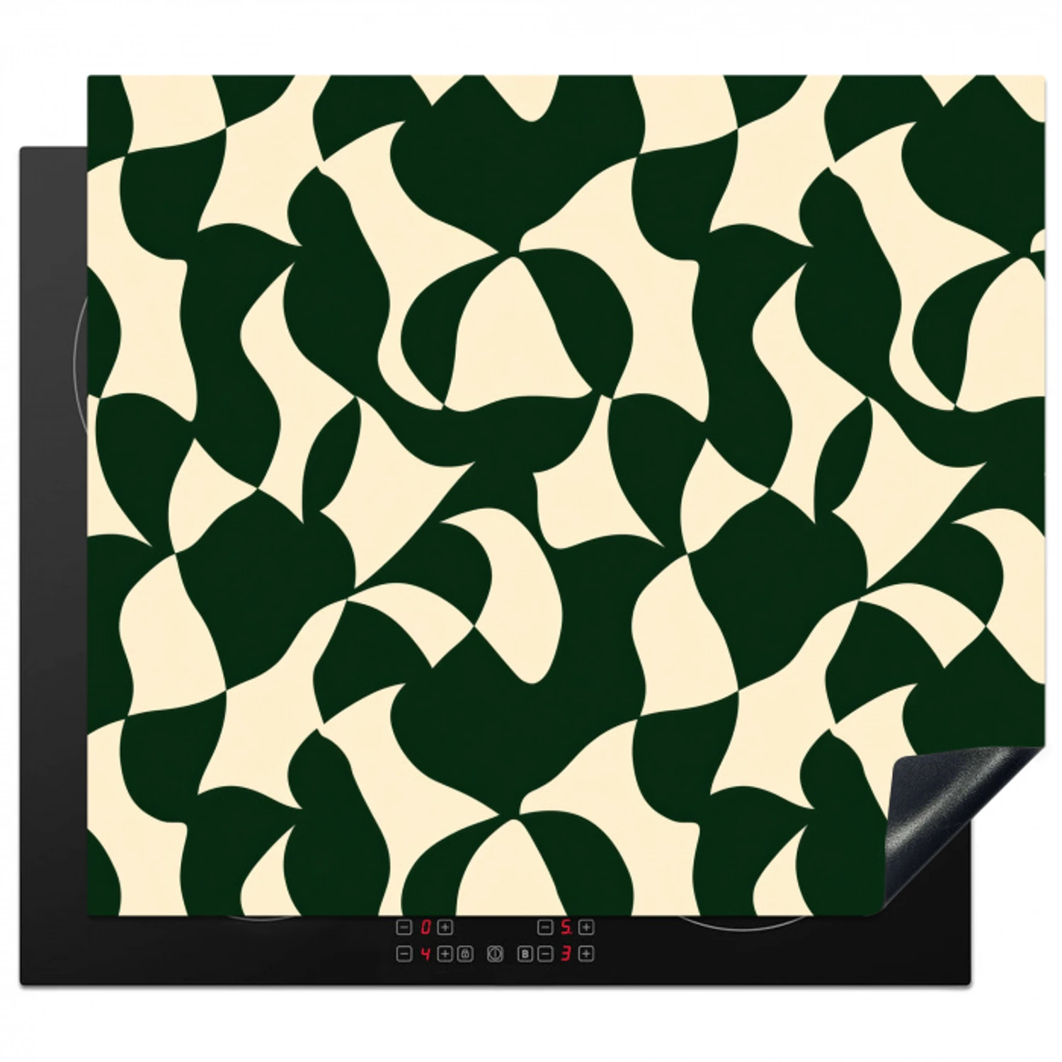 Groen - Organische vlakken - Crème Inductie beschermer vinyl 3mm middel 274 -3d