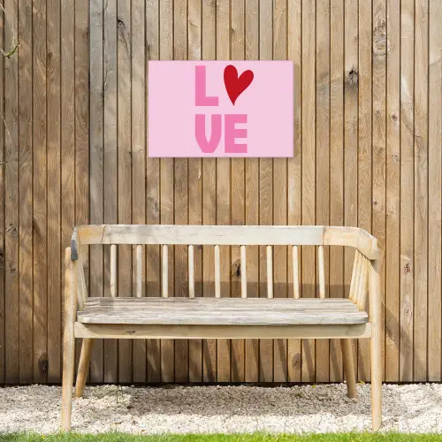 Love - Roze - Hart - Valentijn Tuinposter op houten frame 2 cm dik klein -sfeer4