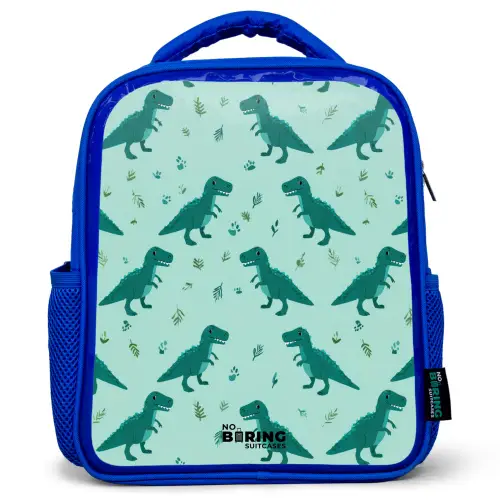 Dinos - Patroon - Groen Kinderrugzak - Blauw middel -3d