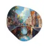 Stad - Gracht - Zon - Fietsen Wandcirkel Organisch Aluminium middel -3d