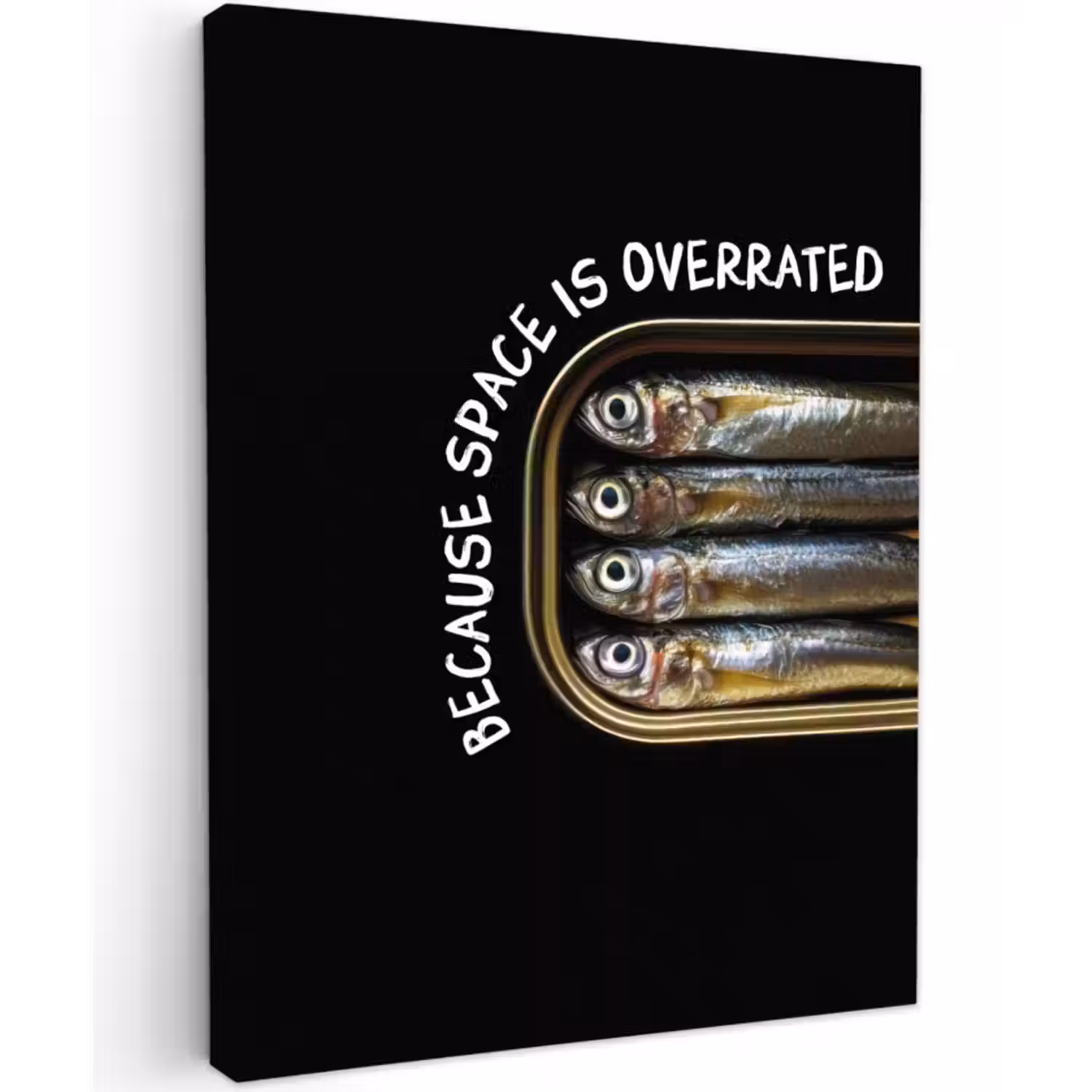 Canvas schilderij - Sardines - Tekst - Vis - Blik