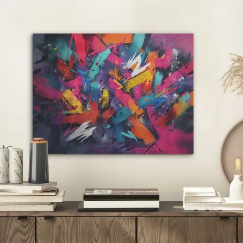 Abstract - Explosie - Neonkleuren PET vilt klein -sfeer1
