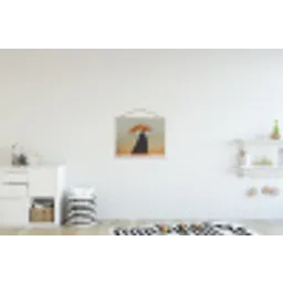 Minimalistisch - Silhouet - Oranje textielposter latten blank klein -kinderkamer