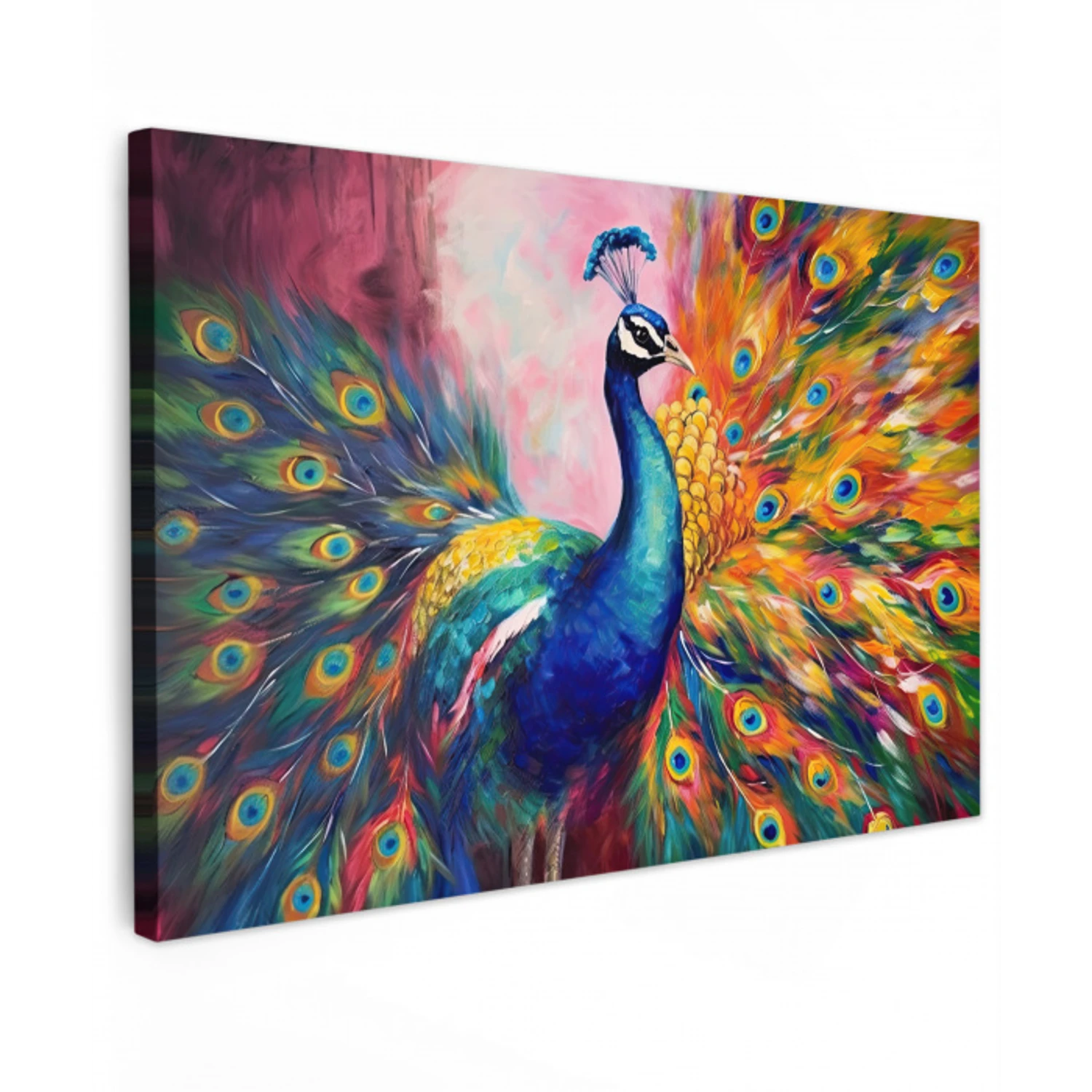 Pauw - Dieren - Schilderij - Regenboog canvas 2cm klein -z3d