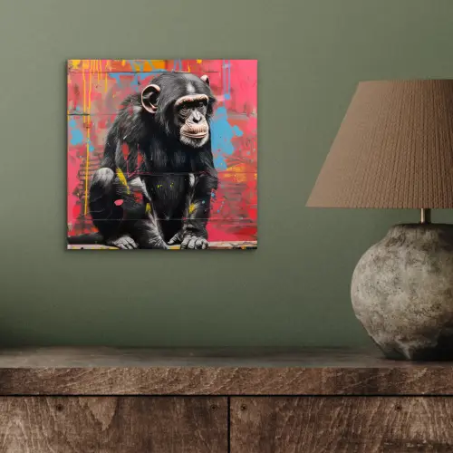 Graffiti - Chimpansee - Dieren - Street art - Banksy aluminium wit klein -sfeer2