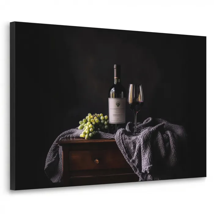 Druiven - Wijn - Rood - Tafel Textielframe zwart klein -3d