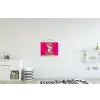 Lama - Kimono - Bloemenkrans - Felroze textielposter latten blank klein -kinderkamer