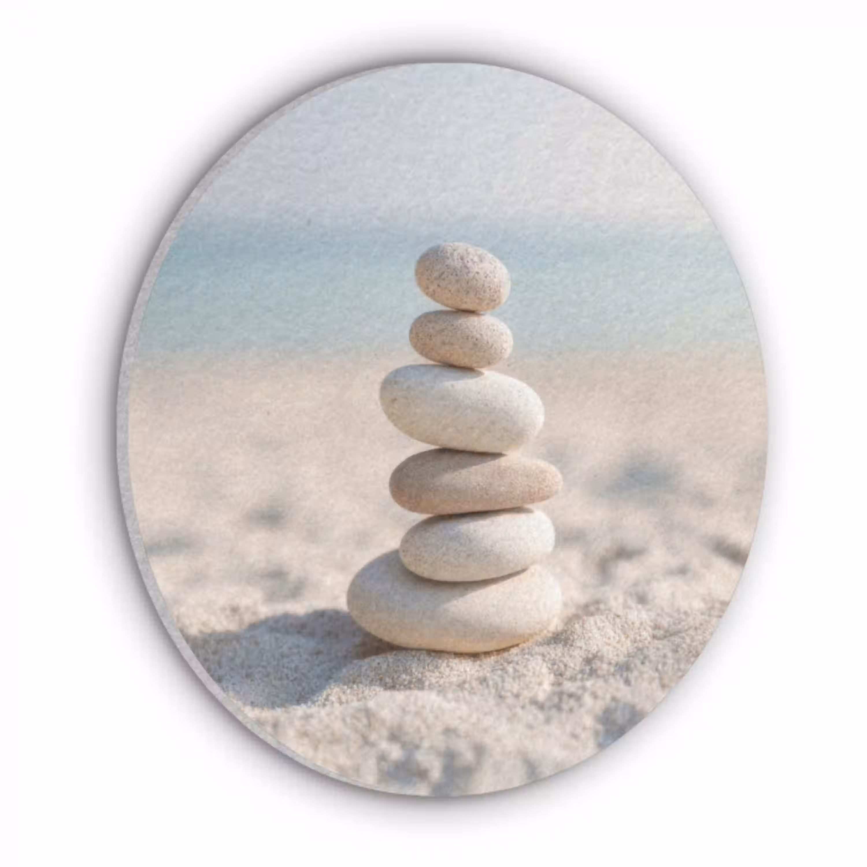 Stenen - Stapel - Zand - Zee Akoestische PET Vilt - Rond klein -3d