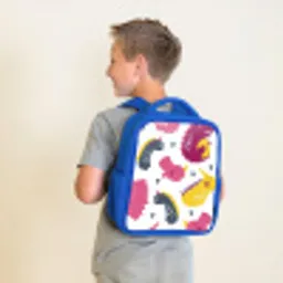 Dino - Patronen - Kind - Roze - Meisjes Kinderrugzak - Blauw middel -sfeer2