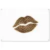 Lip - Panterprint - Minimalistisch - Wit tuinposter los doek groot -3d
