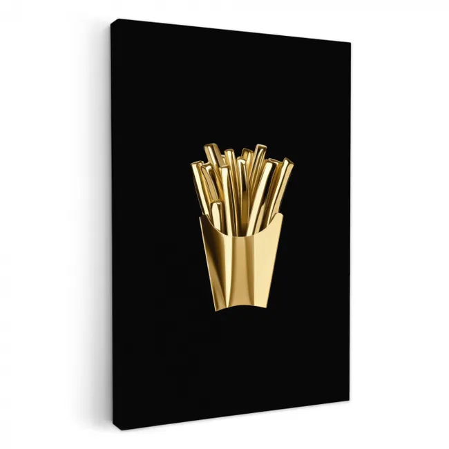 Friet - Goud - Chrome - Eten KitchenYeah - Keuken - Canvas klein -3d