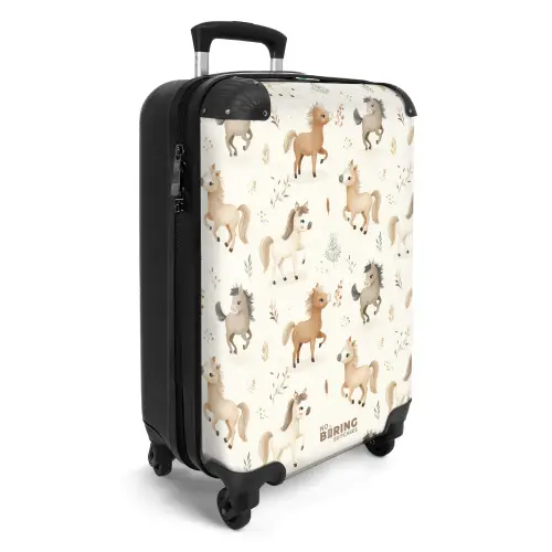 Patroon van veulens in beige en bruin kleuren NBS - Handbagage koffer - Volwassenen Unisex middel -productfoto_3d