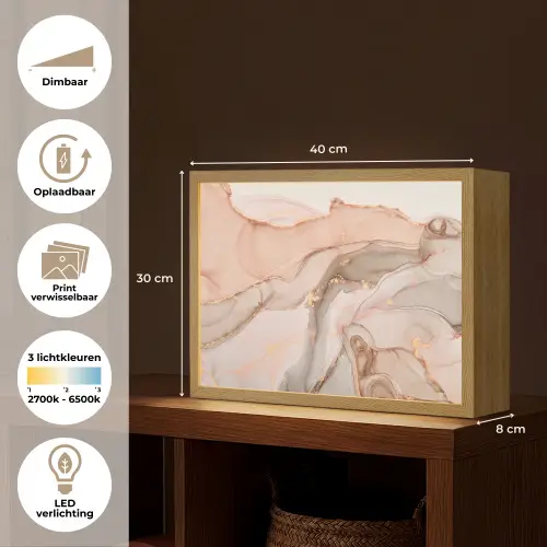 Marmer - Roze - Rosé Light Box met batterij (Wandlamp) middel -USP_websiteoverzichtNL
