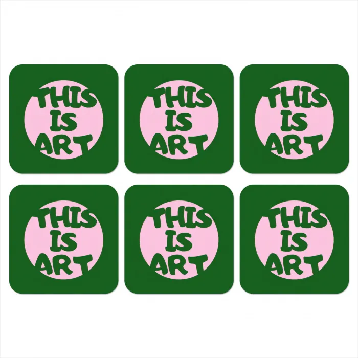 Cirkel - Roze - Tekst - Art onderzetter kurk middel -3d