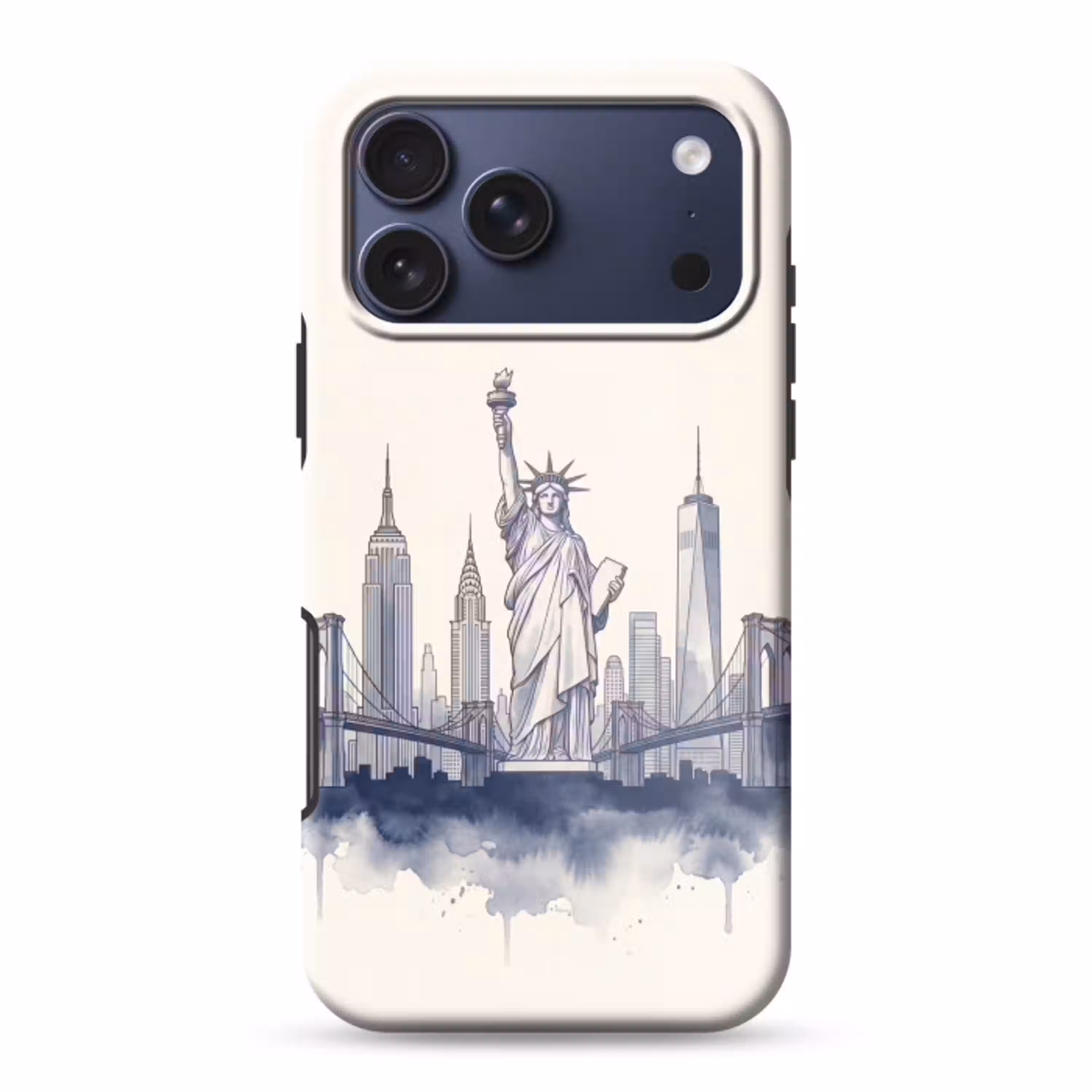 New York - Vrijheidsbeeld - Skyline - Illustratie - Blauw Toughcase MagSafe Apple iPhone 17 Pro Max klein -3d