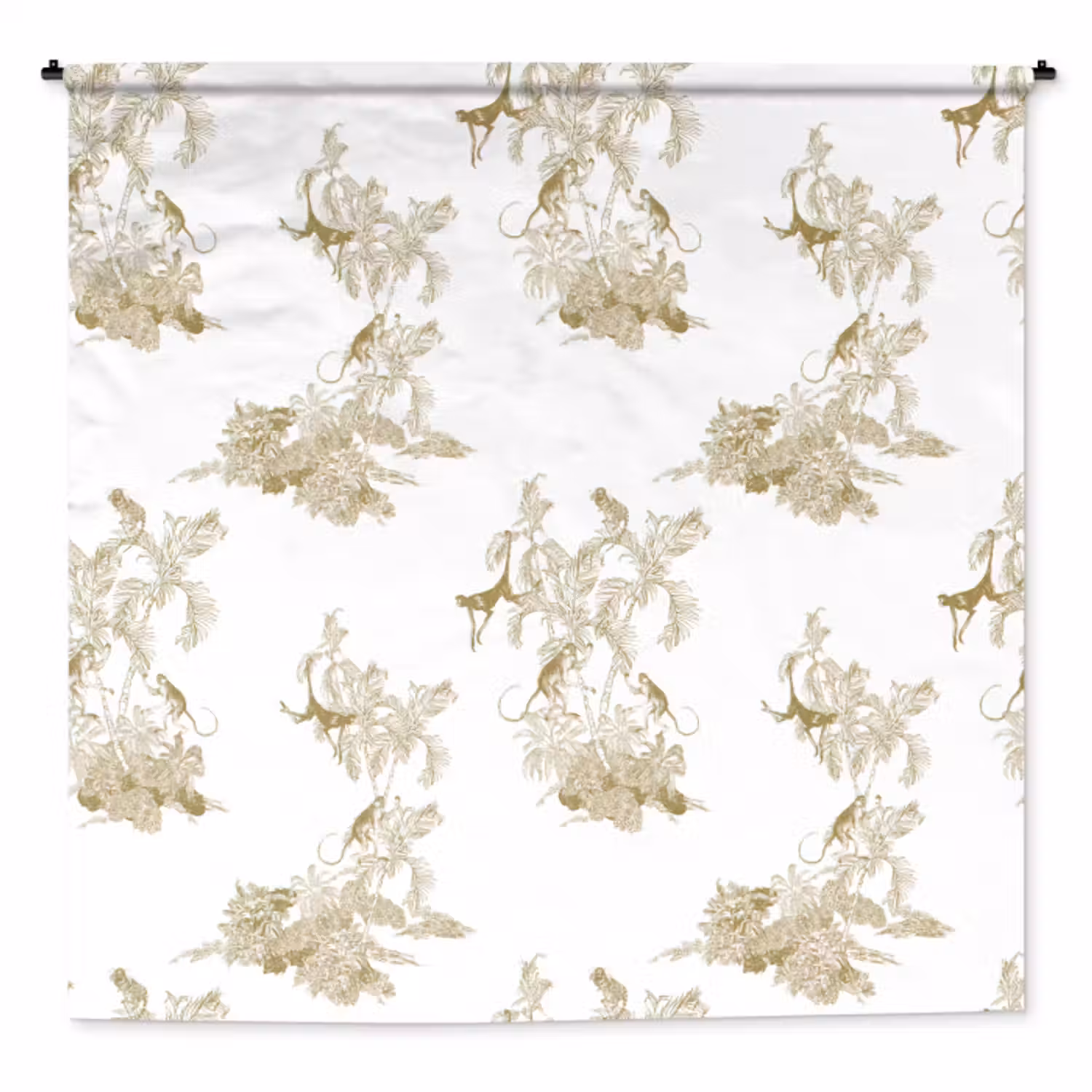 Wandkleed - Wit - Apen - Beige