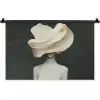 Vrouw - Beige - hoed Wandkleed katoen klein -zz3d