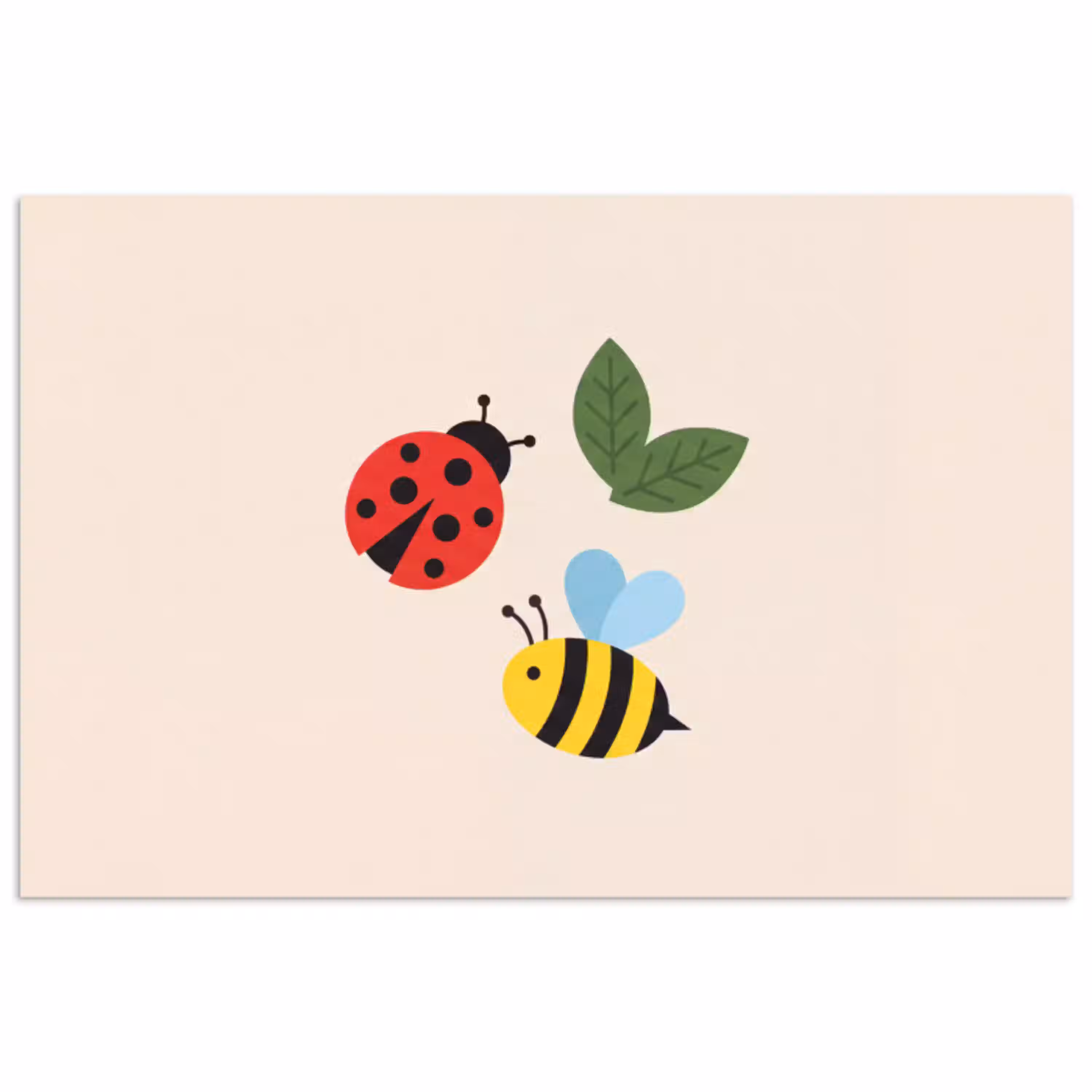 Insect - Blad - Natuur - Speels - Illustratie poster papier klein -3d