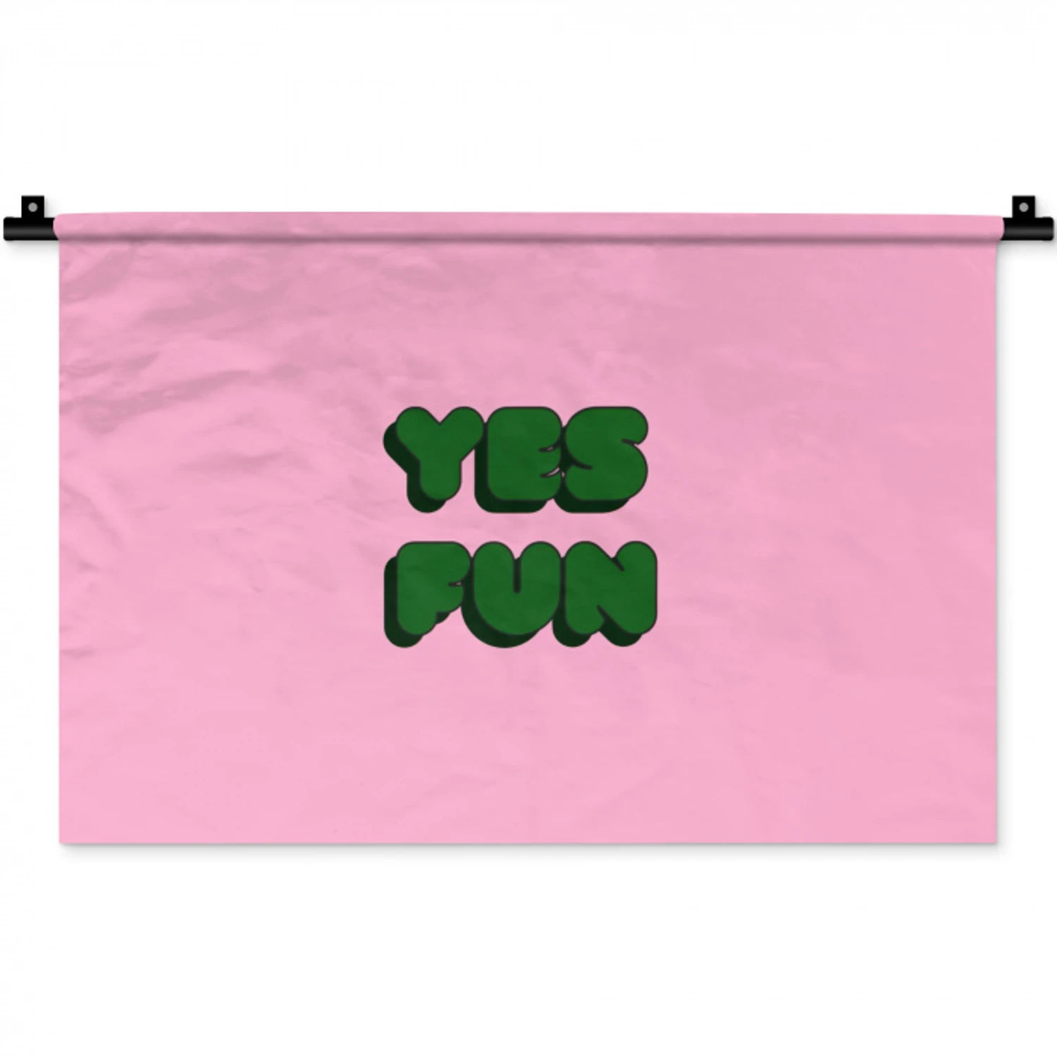 Yes fun - Groen - Roze Wandkleed katoen klein -zz3d