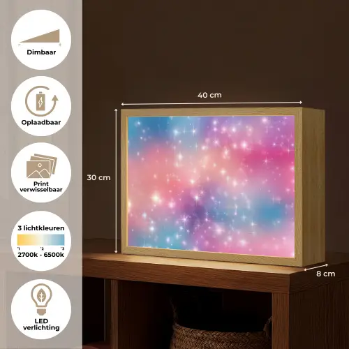 Sterren - Abstract - Kleuren Light Box met batterij (Wandlamp kind) middel -USP_websiteoverzichtNL