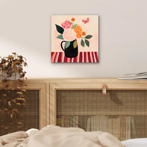 Vaas - Bloemen - Vlinder - Rood aluminium wit klein -sfeer3