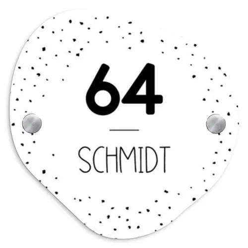 Wit met stippen - Modern Naambord Organisch middel -3d