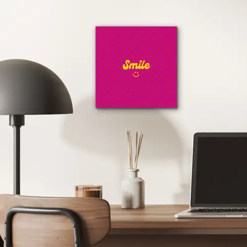 Smile - Stippen - Geel - Smiley - Roze aluminium wit klein -sfeer5