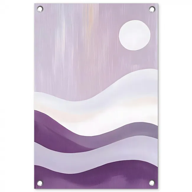 Golven - Heuvels - Abstract - Paars tuinposter los doek klein -3d