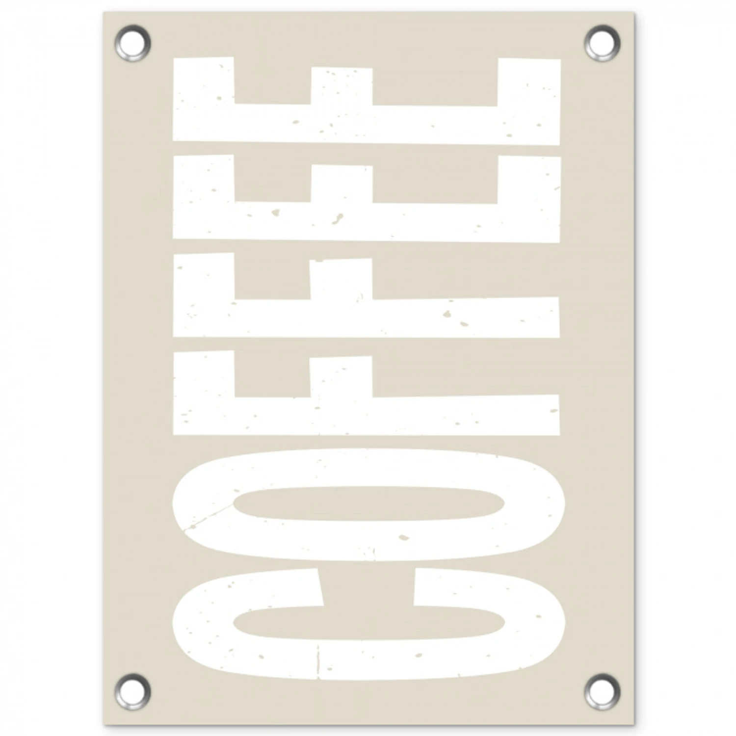 Wit - Koffie - Vintage - Decoratie tuinposter los doek klein -3d