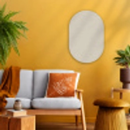 Lichtbeige - Terrazzo - Grijs Wandcirkel Ovaal Forex klein 630 -sfeer4