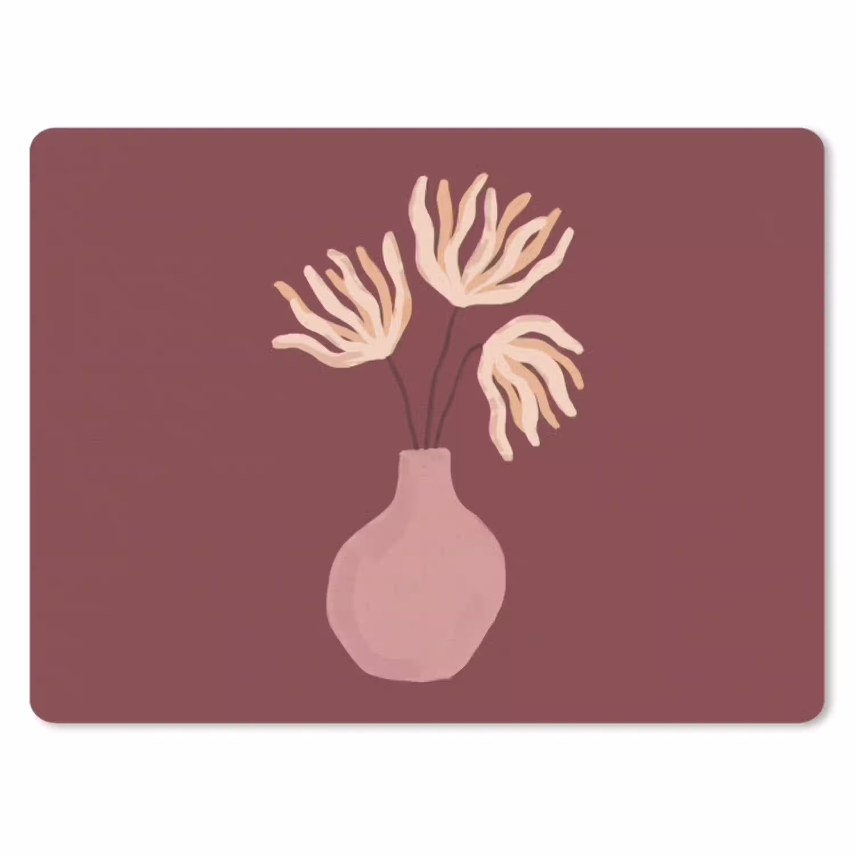Bloemen - Vaas - Abstract - Modern - Aardetinten muismat rubber klein -3d