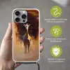 Giraf - Bruin - Abstract - Geschilderd Hoesje iPhone 16 Pro Max met koord klein -sfeer2_NL