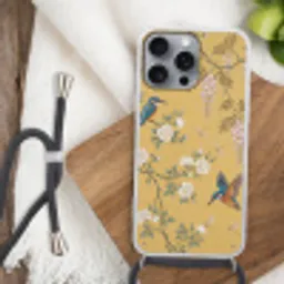IJsvogels - Bloesem - Geel Hoesje iPhone 16 Pro Max met koord klein -sfeer4