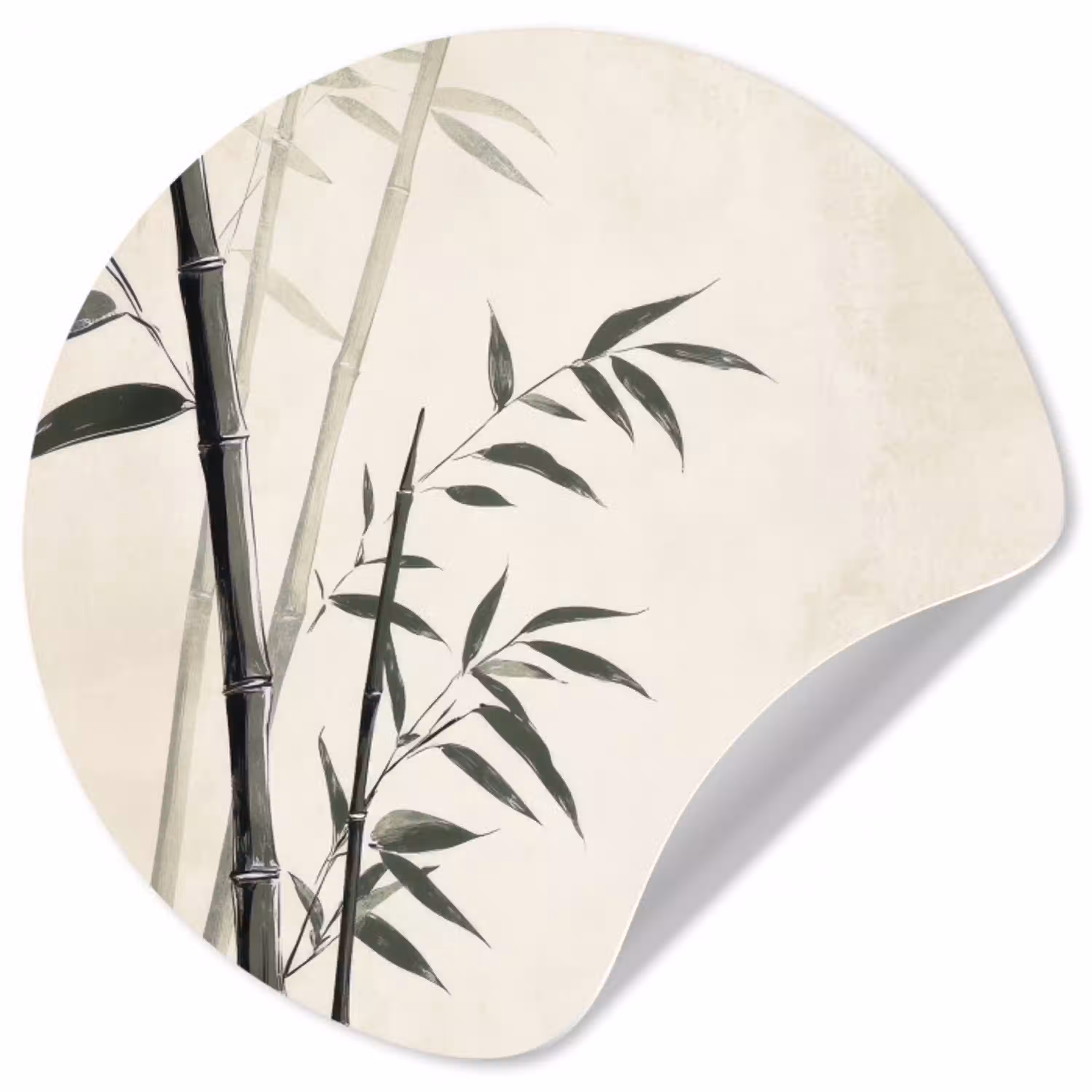 Japandi - Bamboe - Beige Wandcirkel behangsticker klein -3d