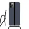 Blauw - Zwart - Streep - Minimalistisch Hoesje iPhone 12 Pro met koord klein -3d