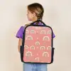 Regenboog - Hartjes - Patronen - Girl - Roze - Kinderen Rugzak - Zwart middel -sfeer5