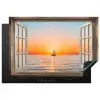 Doorkijk - Zee - Boot - Zonsondergang Inductie beschermer vinyl 3mm klein -3d